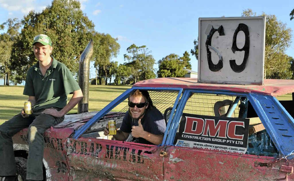Demolition Derby entrants Thomas Fagg and Luke Hain, who will be driving, are ready and raring to go for the main event Demolition Derby entrants Thomas Fagg and Luke Hain, who will be driving, are ready and raring to go for the main event